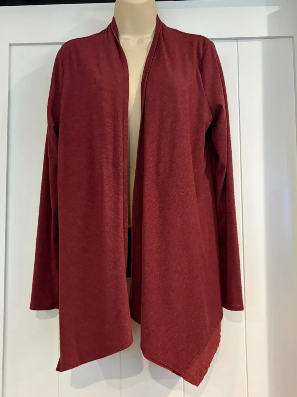 Sonoma open front burgundy cardigan, size M